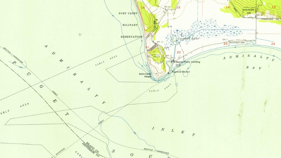 Image:Legend, but not fact, has it that a man is encased in concrete in the floor of the SWITCHBOARD building at what's now Fort Casey Historic State Park on Whidbey Island.