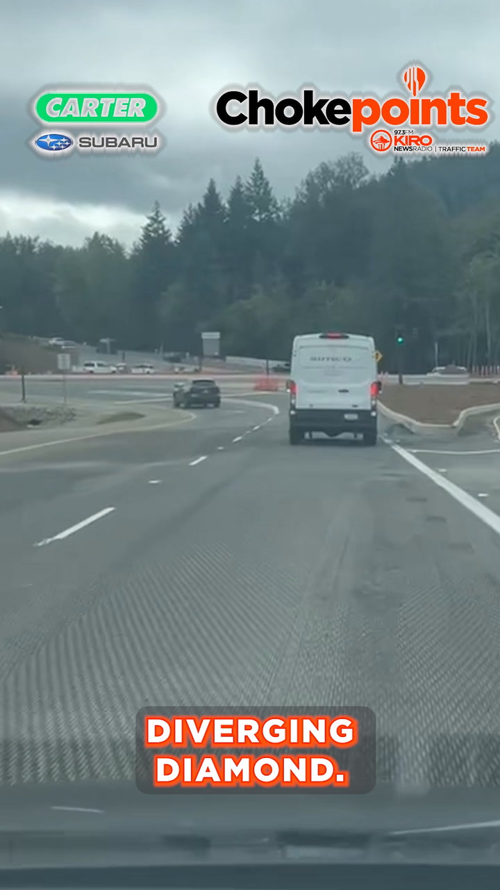 Watch Driving through the new I-90/SR-18 Diverging Diamond in Snoqualmie