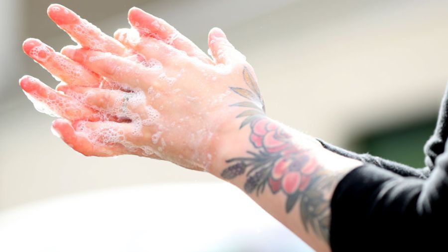 Washing their hands bathroom...