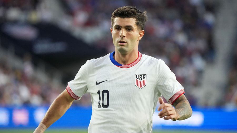 Christian Pulisic #10 of the United States looks on during an international friendly game between J...