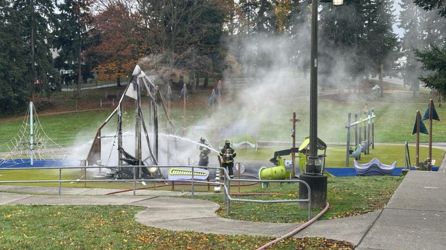 Arson Fire playground Wiggums Hollow Park...