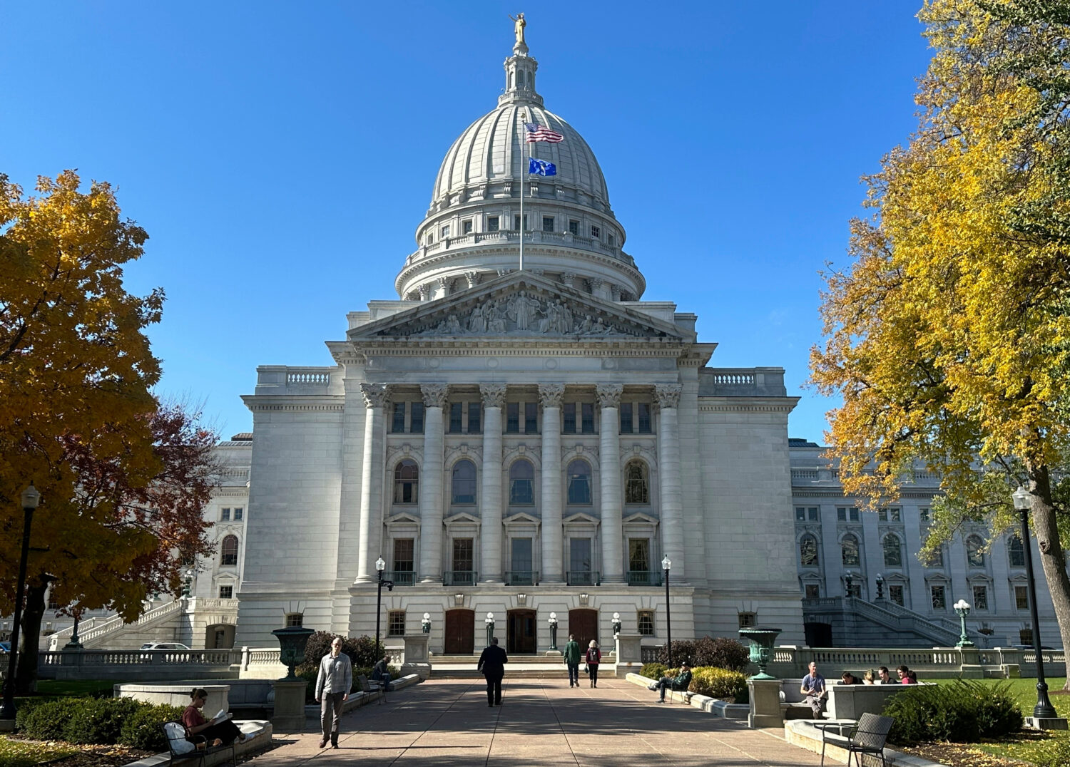 FILE - The Wisconsin Capitol is seen, Oct. 24, 2023, in Madison, Wis. (AP Photo/Scott Bauer, File)C...